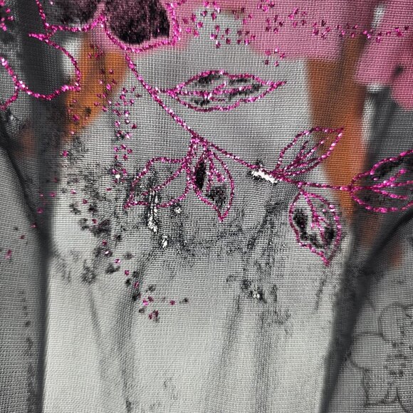 VTG Y2K Taboo Metallic Black Floral Mesh Whimsigoth Maxi Dress Gothic Womens 2X - Picture 13 of 13